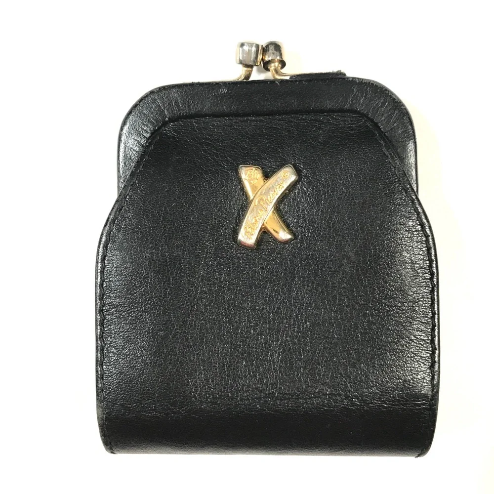 Paloma Picasso Leather Kiss Lock Coin Purse Italy